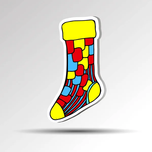 Christmas decoration sock xmas winter background red holiday santa gift — Stock Vector