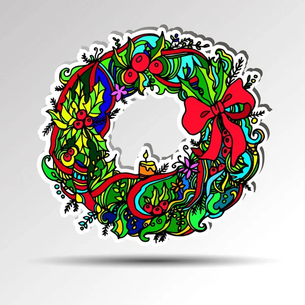 Corona navidad vector decoración celebración invierno año nuevo día festivo alegre — Archivo Imágenes Vectoriales