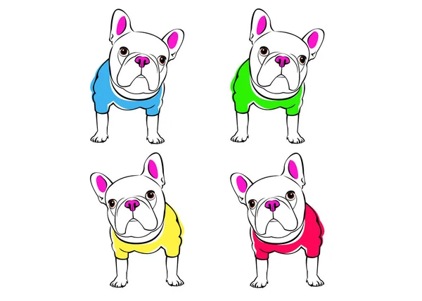 Chien, vecteur, race, mignonette, animal, animal, bulldog, français — Image vectorielle