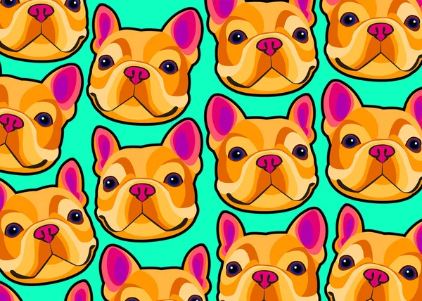 Perro, vector, raza, tierna, mascota, animal, bulldog, francesas — Vector de stock