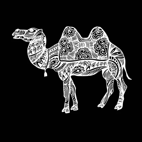 Egipt, camel, wektor, pustyni, ilustracja, zwierzęta, natura, podróżować, piasek — Wektor stockowy