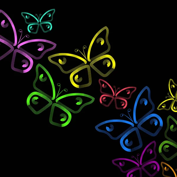 ベクトル蝶昆虫アート白装飾的な色 — ストックベクタ