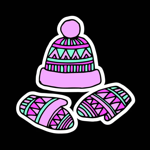 Gorra de invierno ilustración sombrero vector moda caliente accesorio punto icono de la ropa objeto — Vector de stock