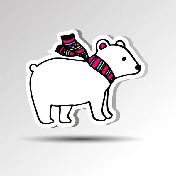 Oso animal vector polar dibujos animados mamífero ártico salvaje ilustración bufanda — Vector de stock
