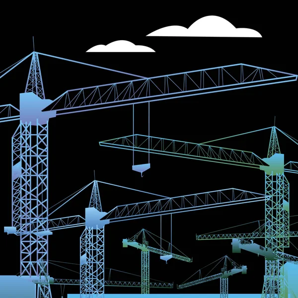 Construction vectorielle grue silhouette industrie illustration architecture — Image vectorielle