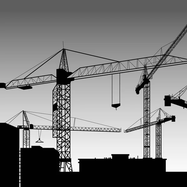 Construction vectorielle grue silhouette industrie illustration architecture — Image vectorielle
