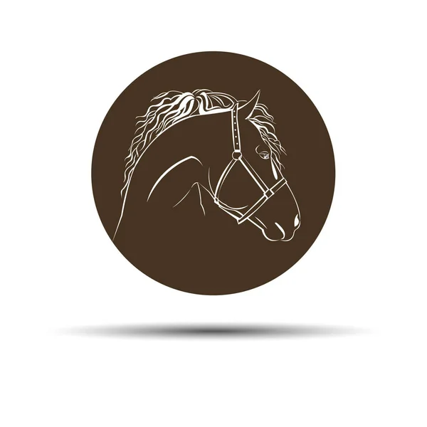 Cabeça mustang ícone equestre animal preto fazenda velocidade cavalo — Vetor de Stock
