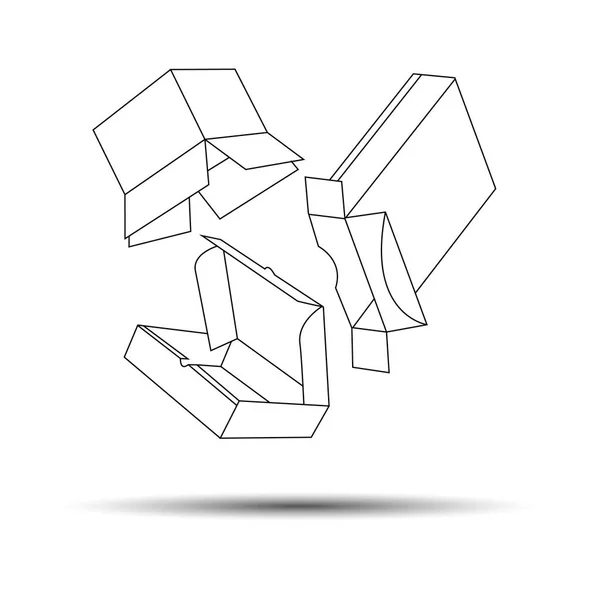 Caja vector regalo conjunto forma ilustración paquete cartón abierto — Archivo Imágenes Vectoriales