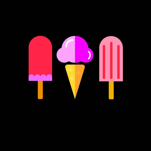 Ice cone vector snack summer cold dessert — Stock Vector