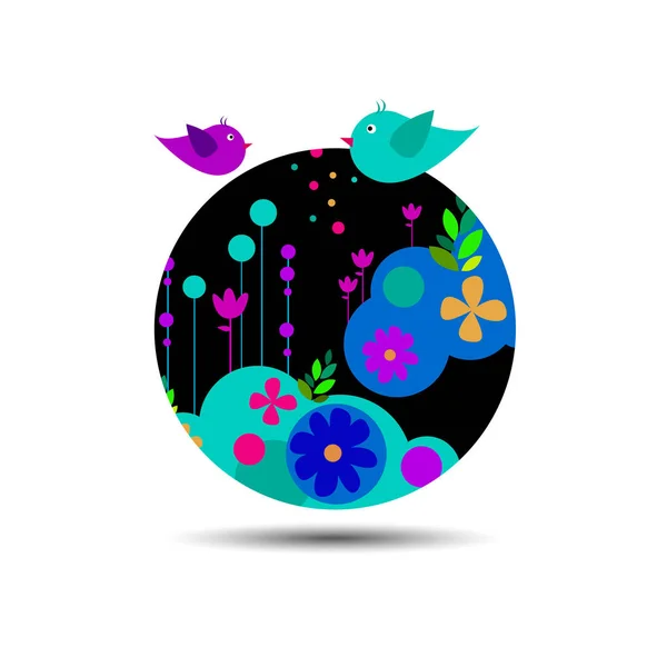 Vektor karaktär illustration fågel art design grafiska blommor — Stock vektor