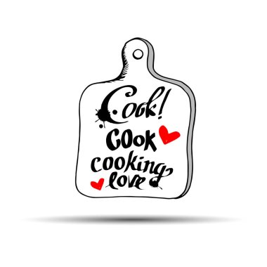 Lezzetli bir şeyler pişirmek poster kesme tahtası yazı sağlar.