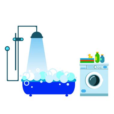 banyo, vektör, İçişleri, duvar, duş, Dekorasyon, tuvalet