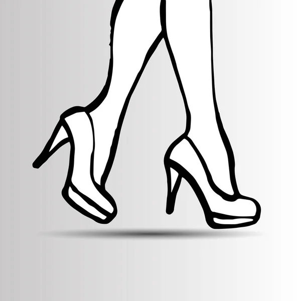 Vektor mode ilustrasi siluet sketsa desain alas kaki - Stok Vektor