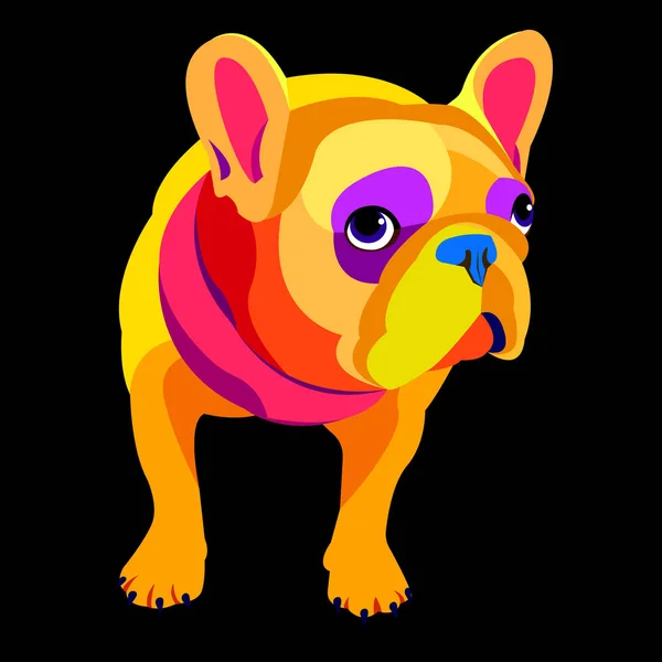 Bulldog, cão, animal, francêsas, vetor, illust, animal de estimação, raça, fofa, puxando, cachorro — Vetor de Stock