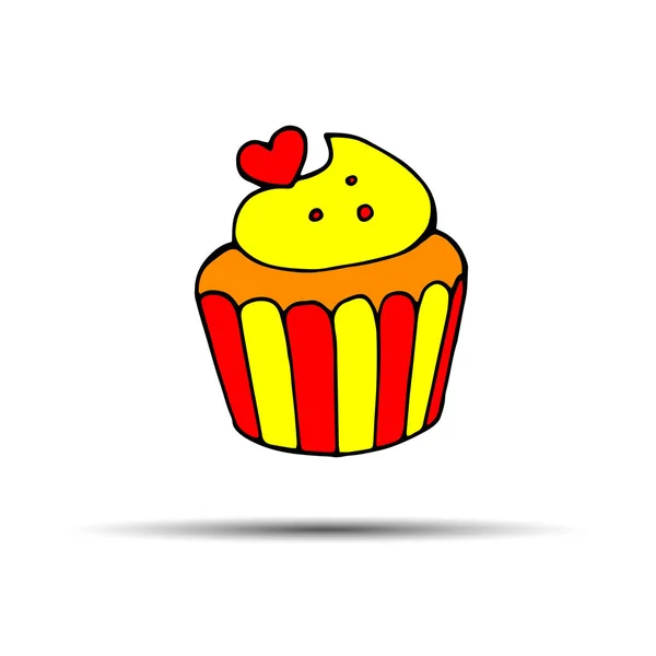 Pastel dulce cumpleaños cupcake deliciosa crema alimento vector postre — Vector de stock