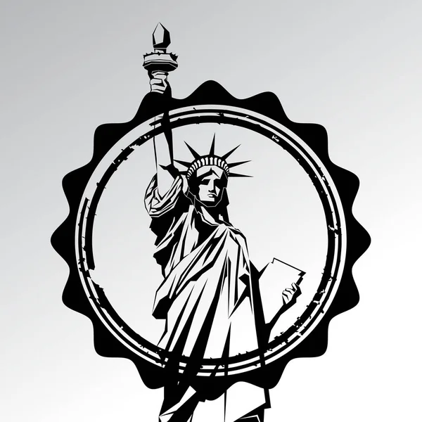 Estátua da Liberdade. Um marco de Nova Iorque. Símbolo americano. Sílhueta vetorial —  Vetores de Stock