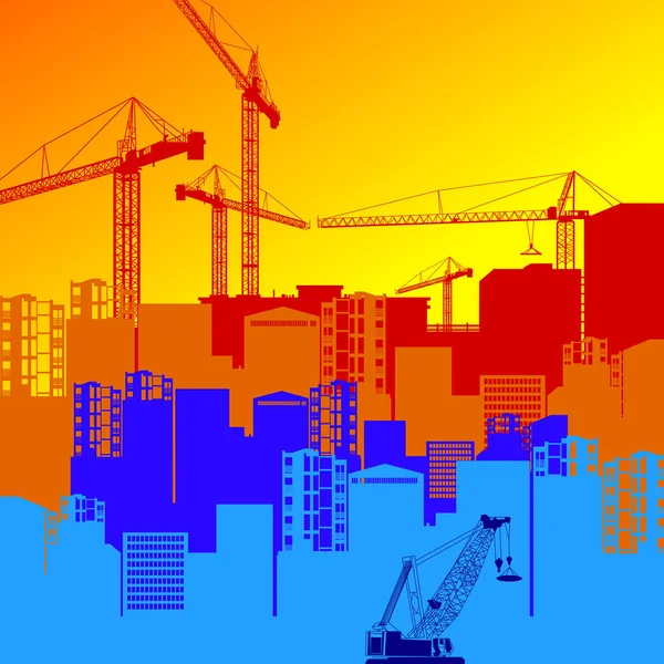 Construction vectorielle grue silhouette industrie illustration architecture — Image vectorielle