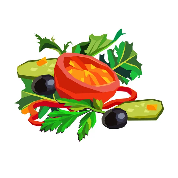 Let's make a salad! salad, food, healthy, tomato, organic, vegetable, vegetarian — Stock Vector