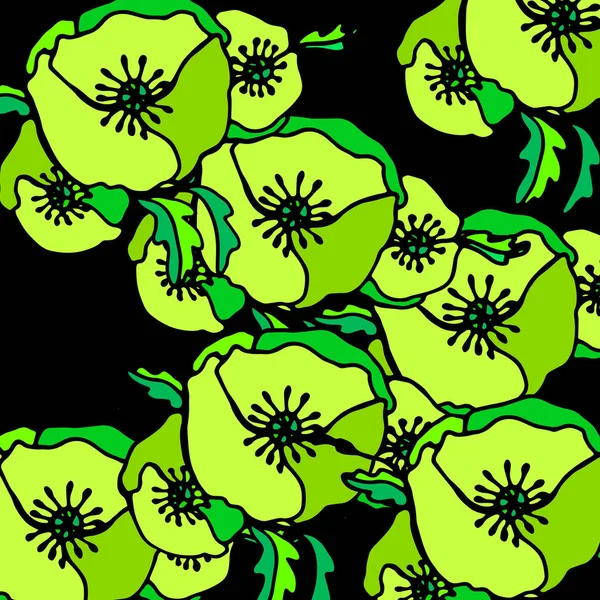 Макова природа квітка векторні рослини візерунок малюнок ілюстрація дизайн — стоковий вектор