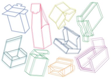 kutusu vektör şekli çizim paket ayarla