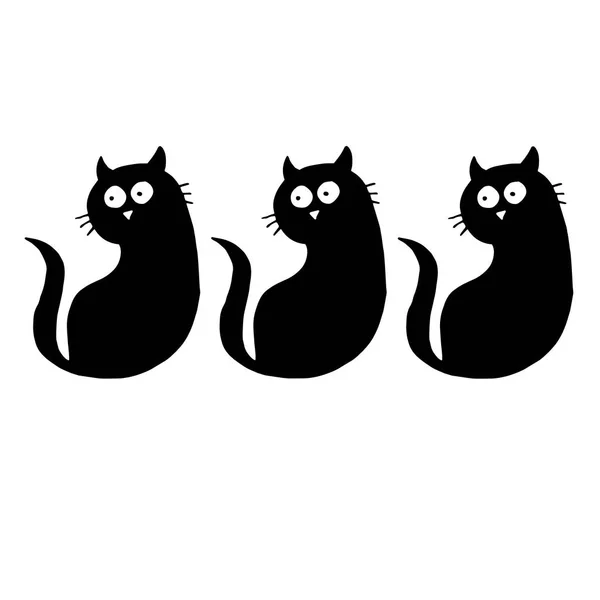 Gato vetor gatinho animal preto gato desenho —  Vetores de Stock