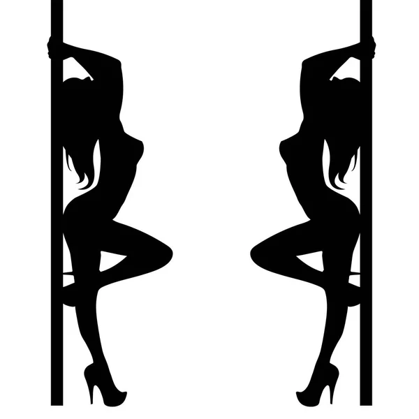 Pole girl ilustração dançarina strip vetor stripper silhueta sexy club — Vetor de Stock