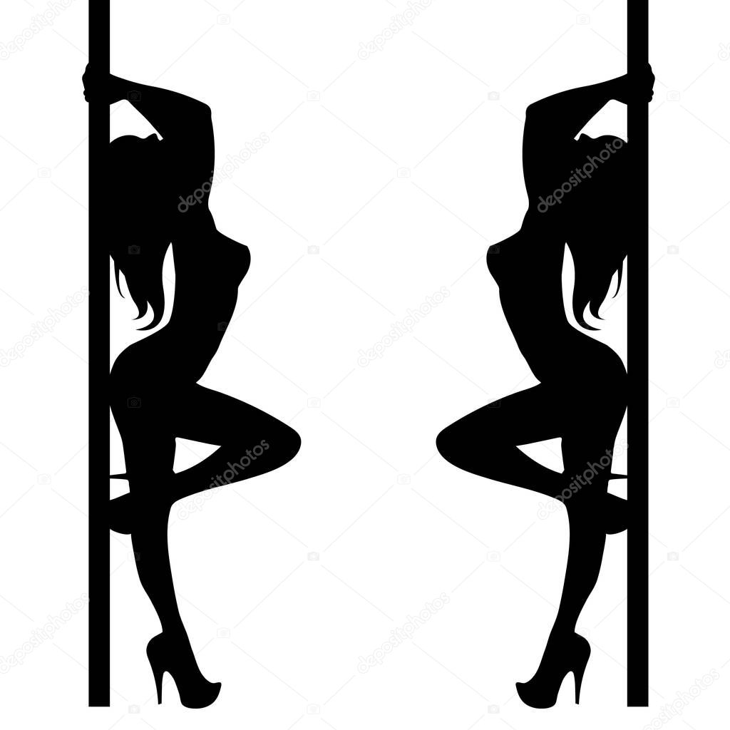 pole girl illustration dancer strip vector stripper silhouette sexy club