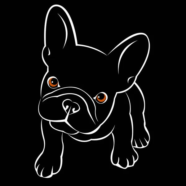 Bulldog, cão, animal, francêsas, vetor, illust, animal de estimação, raça, fofa, puxando, cachorro — Vetor de Stock