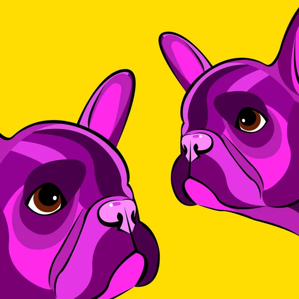 Bulldog, perro, animal, francés, vector, ilustración, mascota, raza , — Vector de stock