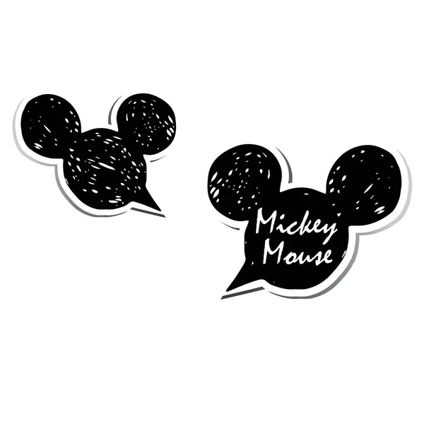 Mickey, vector, illustration, icon, mouse, modern, black, sticker, ears, painted Mickey Mouse head Stock Vector
