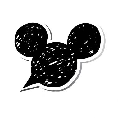 Mickey, vektör, illüstrasyon, simge, fare, modern, siyah, etiket, kulaklar, Miki Fare kafa boyalı