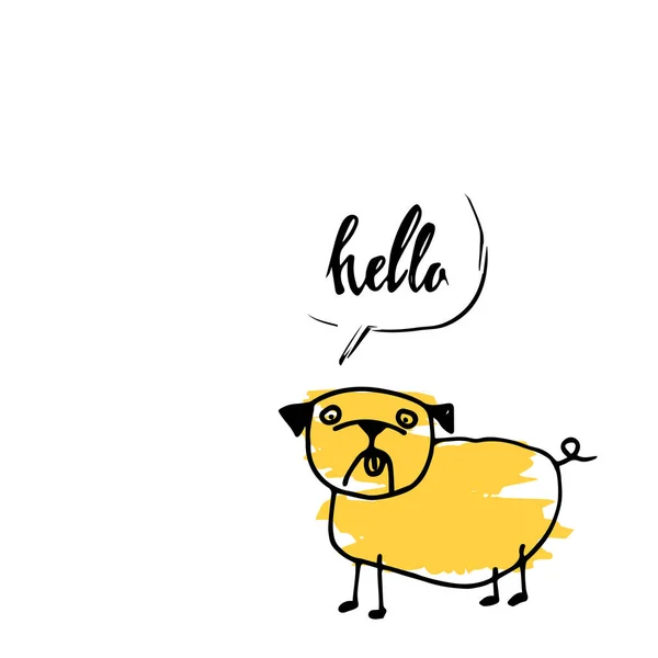 Pug cão vetor raça ilustração puro animal cartoon gráfico — Vetor de Stock