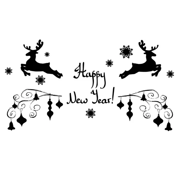 Deer christmas vector illustration holiday design winter animal background celebration — Stock Vector