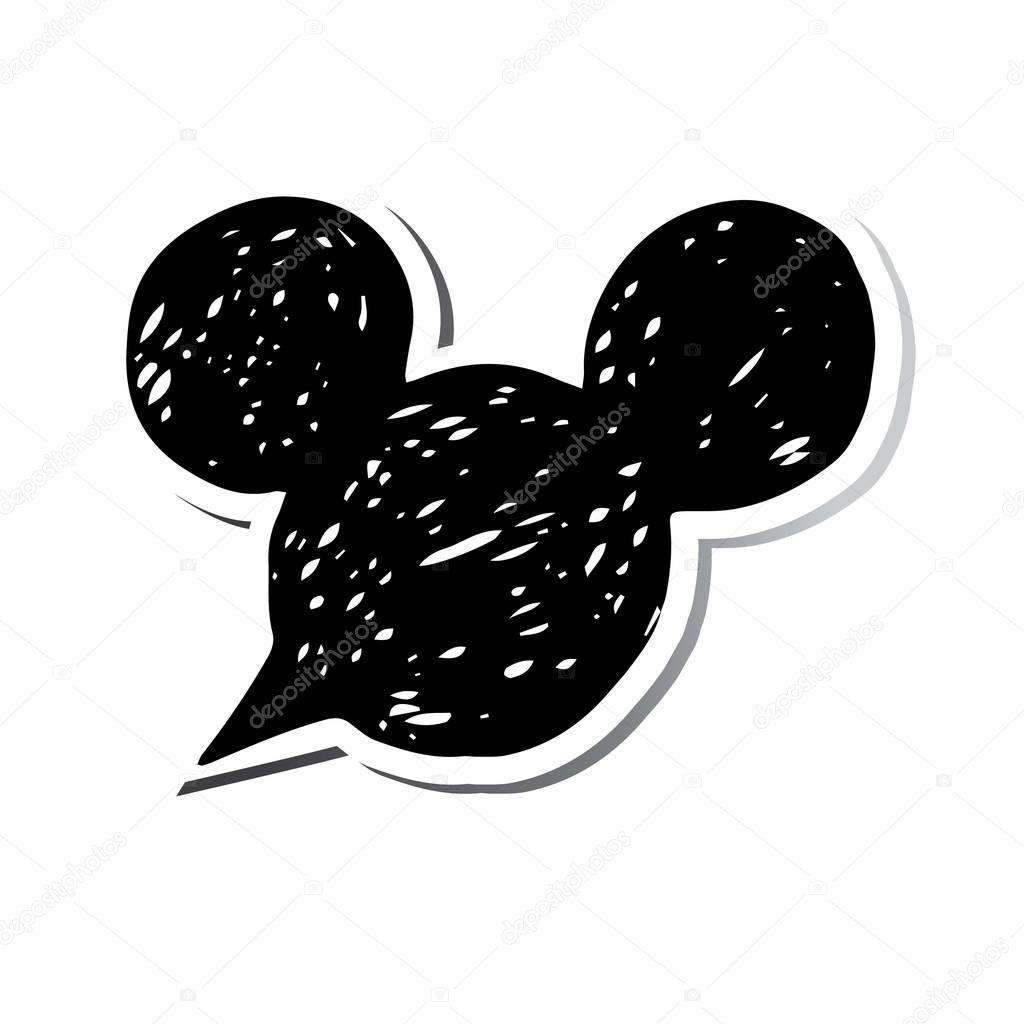 mickey, vector, illustration, icon, mouse, modern, black, sticker, ears, painted Mickey Mouse head