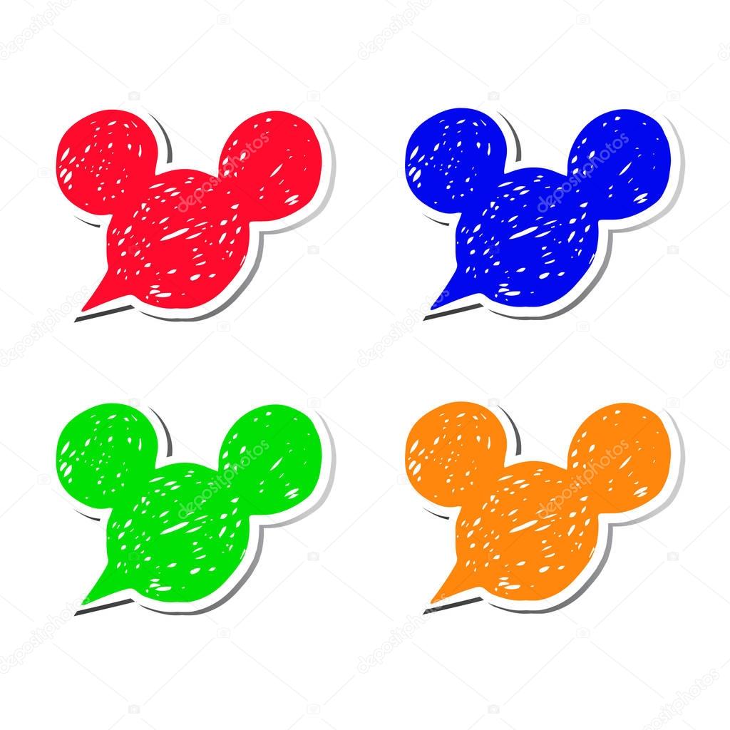 mickey, vector, illustration, icon, mouse, modern, black, sticker, ears, painted Mickey Mouse head