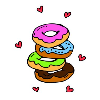 vektör, tatlı, tatlı, aperatif, çikolata, lezzetli, çörek, çörek simgesi, çörek