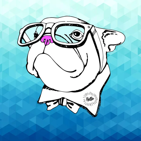 Bulldog, perro, animal, francesas, vector, ilustración, mascota, raza, tierna, dibujo, cachorro — Vector de stock