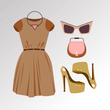 elbise vektör güneş gözlüğü giyim koleksiyonu ayakkabı çizme ayarla ceket Gömlek Ayakkabı Moda