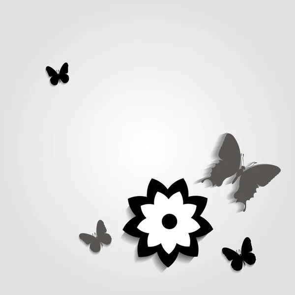 Flor vector abstracto diseño fondo mariposa — Vector de stock