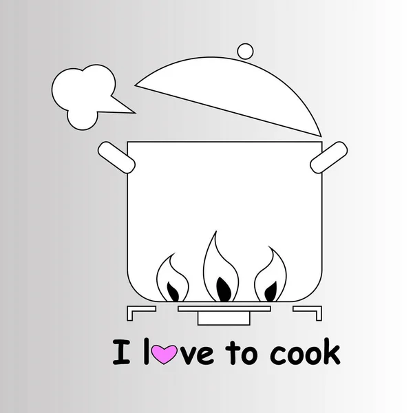 Vaření hrnce kuchyňské potraviny ilustrace objektu vektor — Stockový vektor