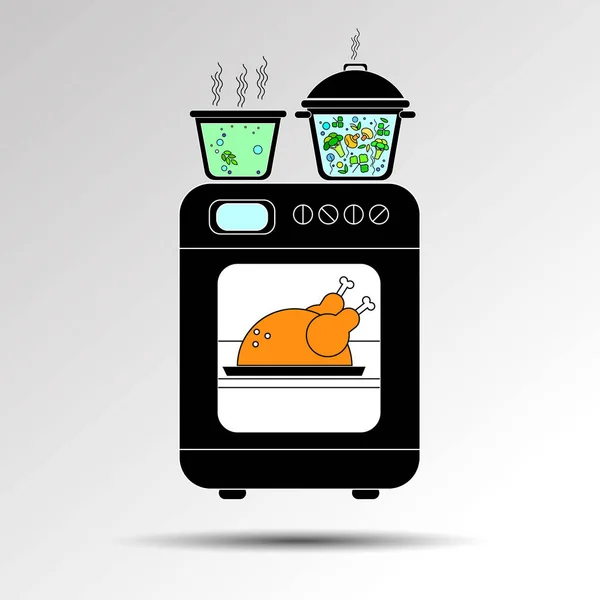 Attrezzatura stufa cottura elettrodomestico cucina cibo forno illustrazione — Vettoriale Stock