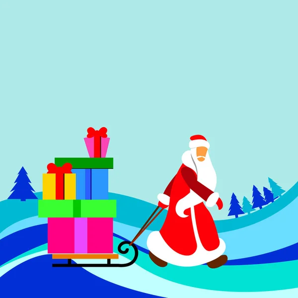 クリスマス漫画サンタ ベクトル冬休み父クロースの図雪 — ストックベクタ