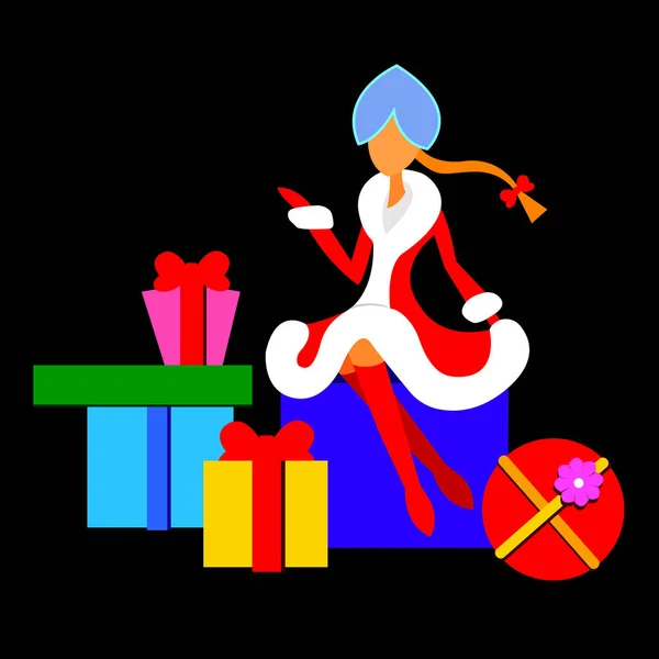 Dívčí zimní dívka sněhu vektorové svátek vánoční roku ilustrace — Stockový vektor