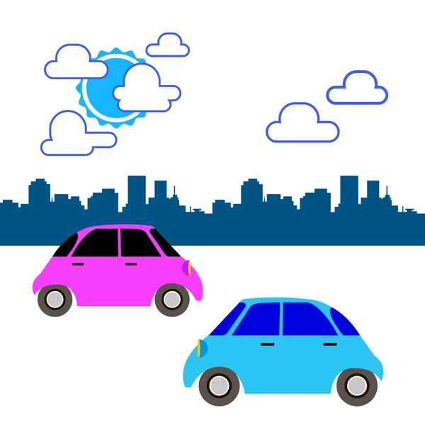 Auto Spielzeug Vektor Automobil Auto Fahrzeug Ikone Cartoon Illustration Rad Transport Stadtautos auf der Straße, das Auto in der Stadt — Stockvektor