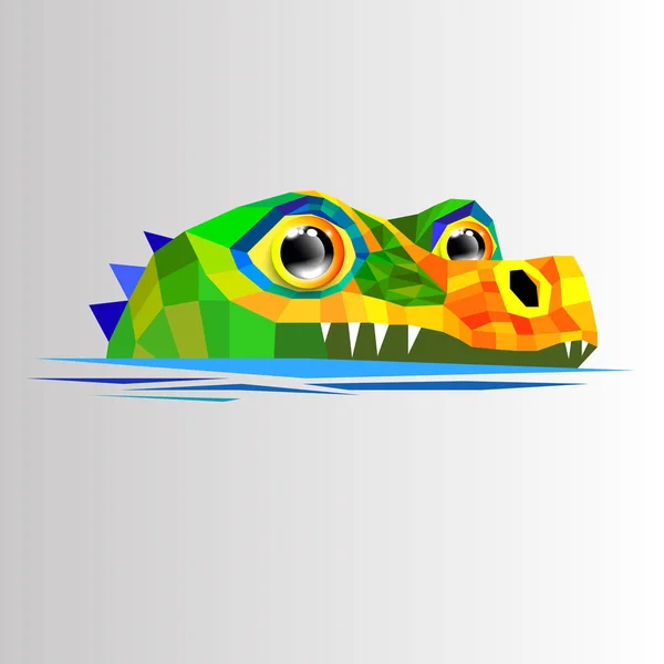 Crocodilo vetor animal jacaré verde ilustração predador réptil desenho animado divertido personagem —  Vetores de Stock