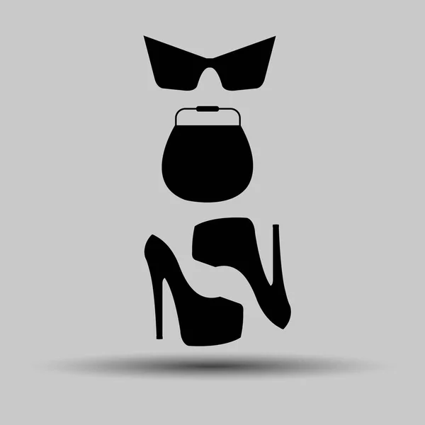 Fashion bag sunglasses illustration vector set collection women clothes shoes — Stock Vector