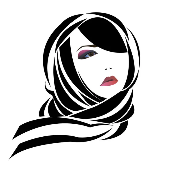 Vector tjej halsduk porträtt skönhet hår — Stock vektor