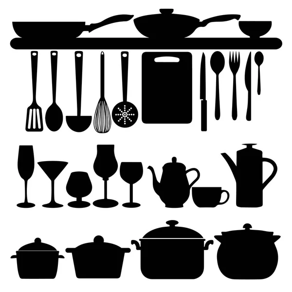 Vector symbool vork eten keuken silhouet — Stockvector