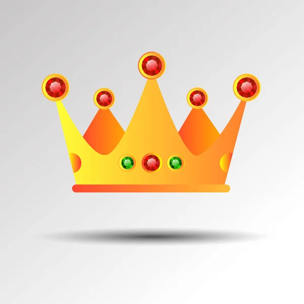 Crown royal queen vektor király szimbólum császár ikon kövek arany logóval — Stock Vector