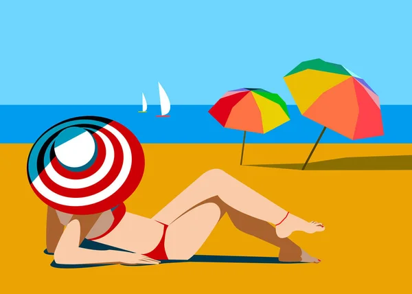 Plage été mer gens soleil bikini — Image vectorielle